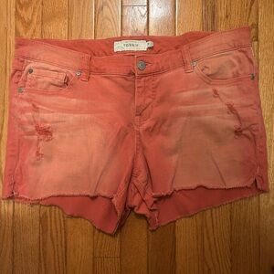 Torrid Coral Jean Shorts Distressed